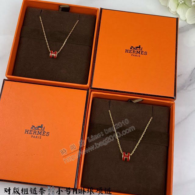 Hermes首飾品 愛馬仕H琳琅迷你項鏈 Hermes對版紅色粗鏈條  zgh1523